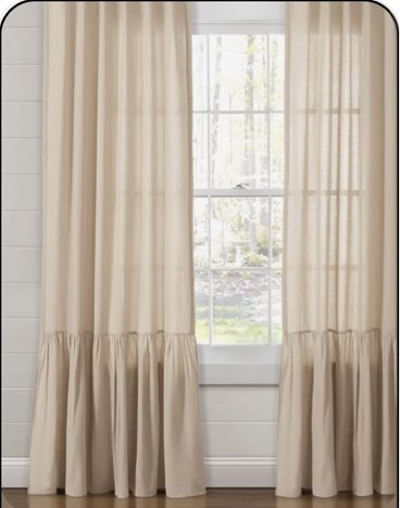 Ruffled Faux Linen Curtains