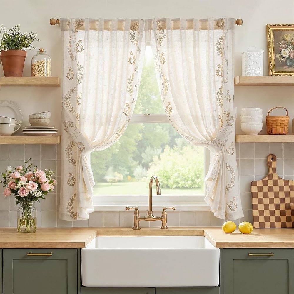 Embroidered Linen Curtains for a Handcrafted Feel