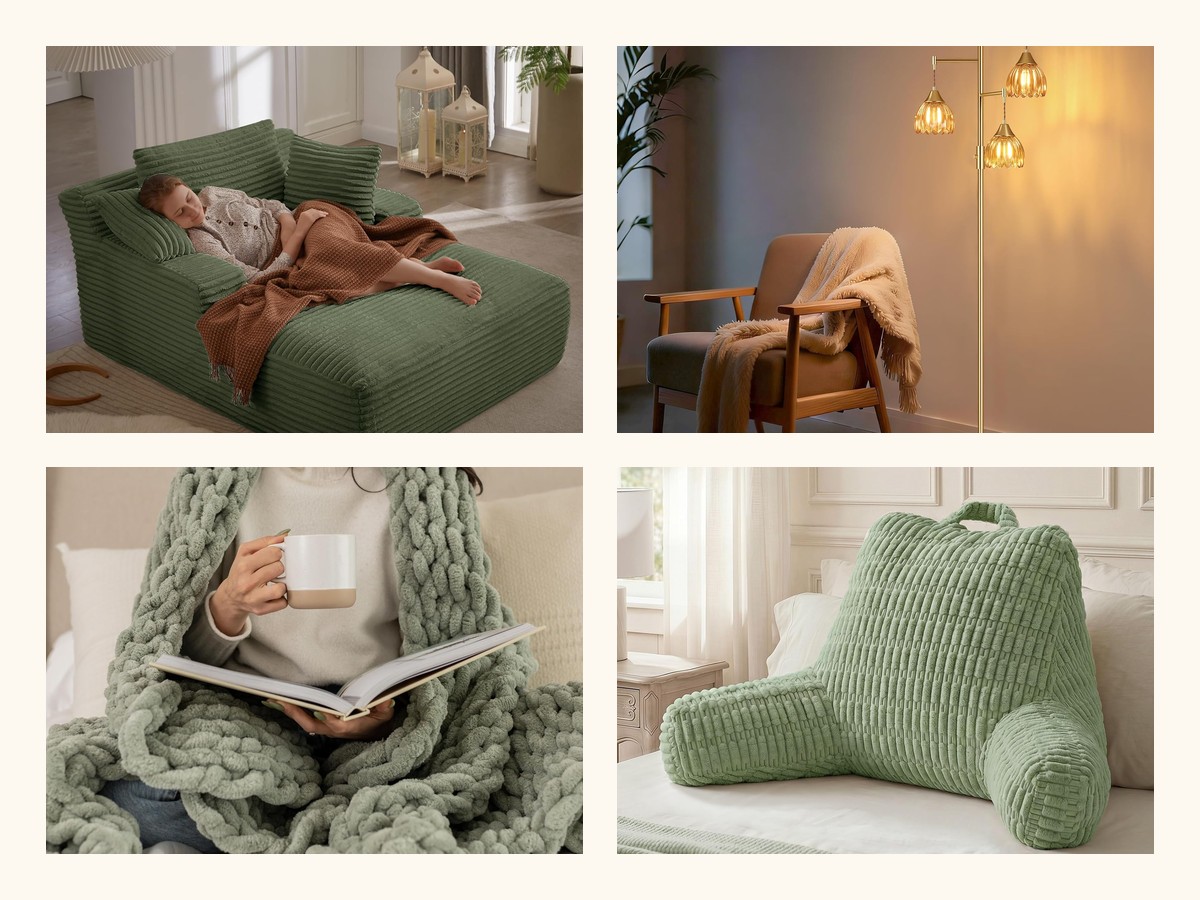 Cozy Reading Nook Essentials collage