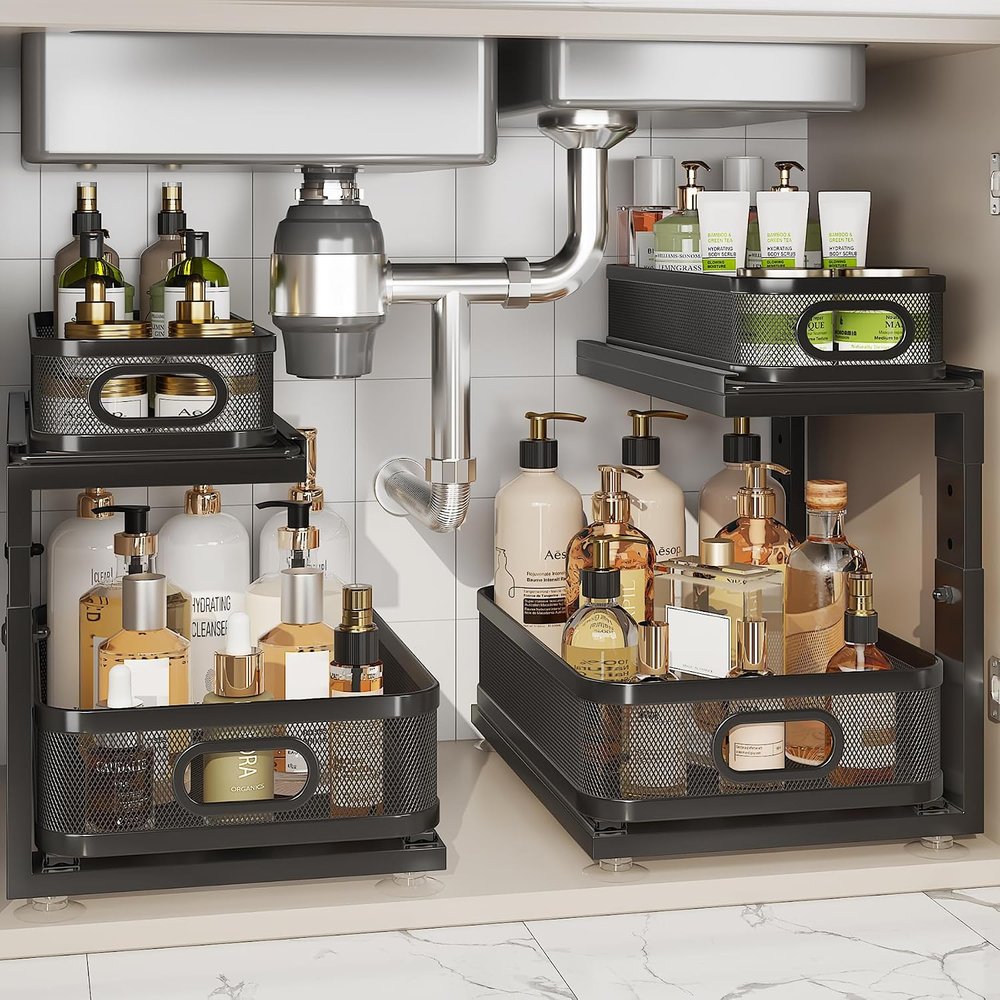 Pull-Out Mesh Shelf Organizer for Under-Sink Storage