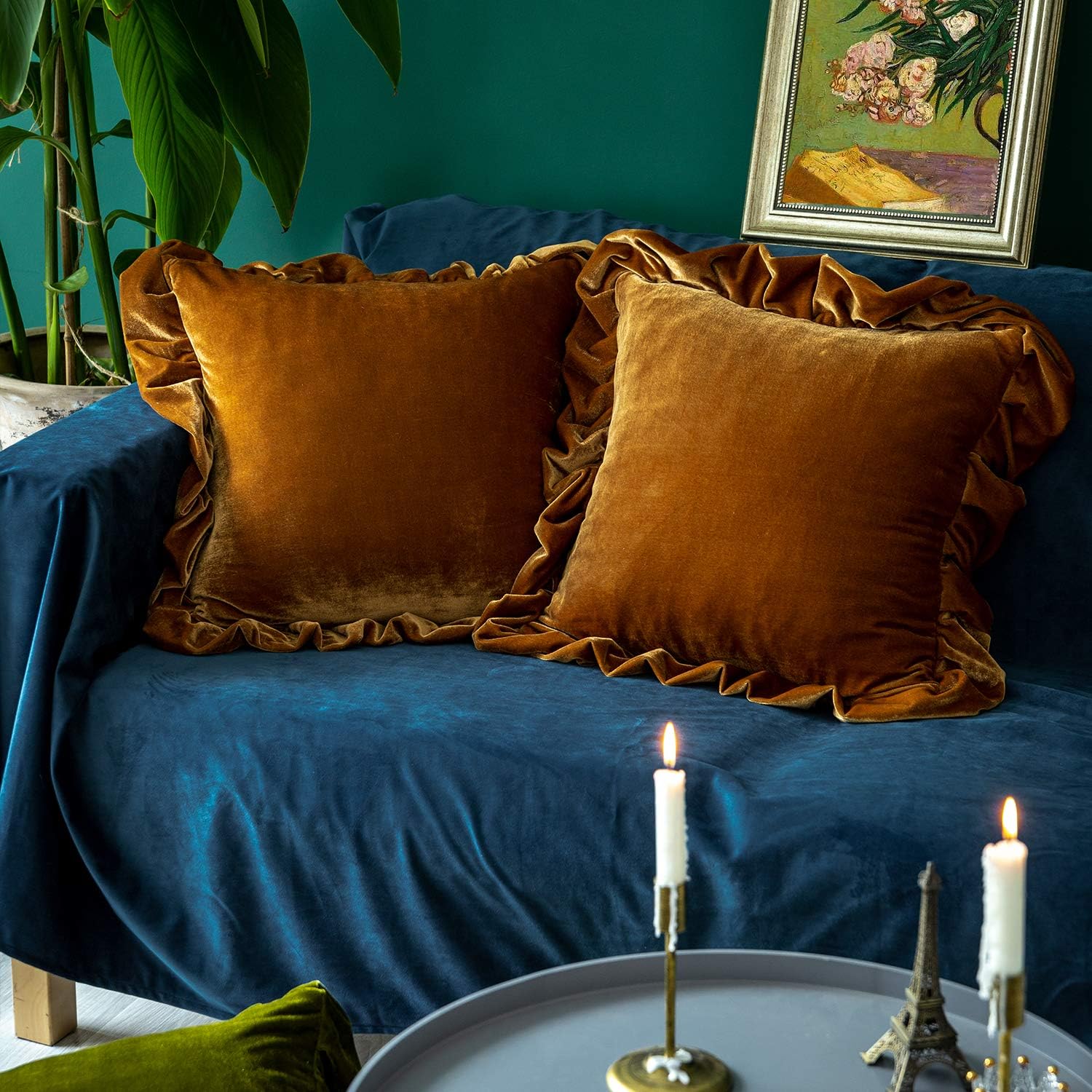Golden Camel Velvet Pillow Covers, Set of Two