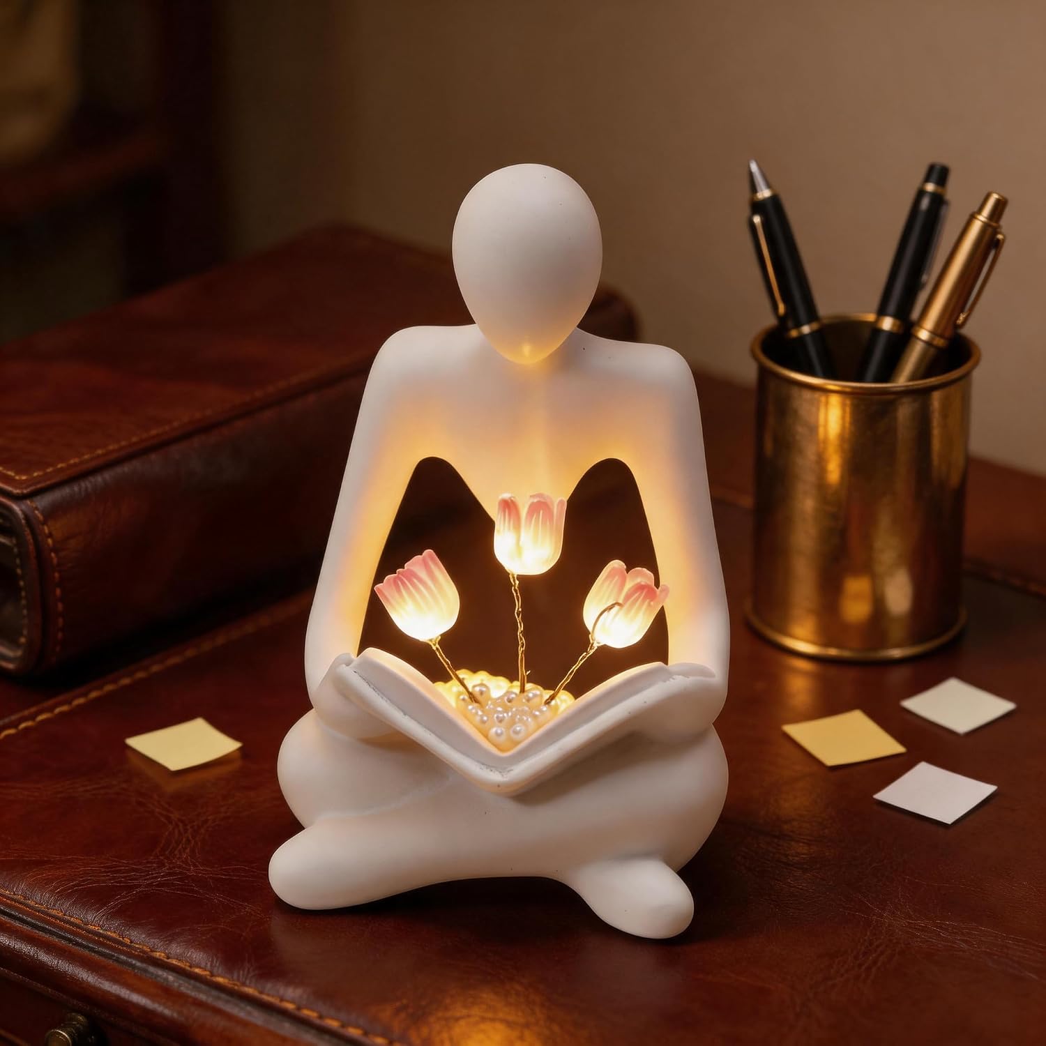 Reading Statue Night Light for the Bookshelf